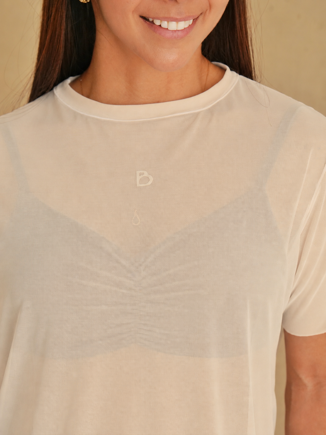 Camiseta Malla Fierce Beige