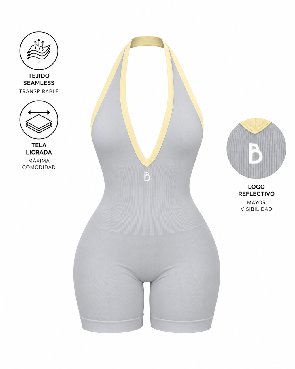 Enterizo Corto V Ref 6116 Gris Plata